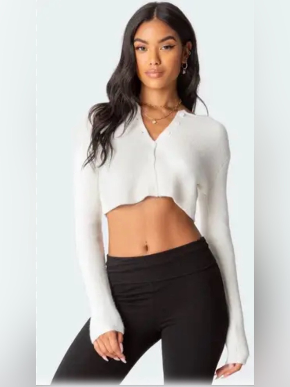 Edikted Otto Cropped Cardigan White Size M/L Medium Large NWT